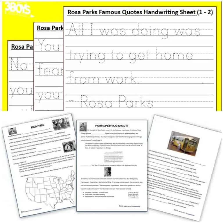 Rosa Parks Printables for Homeschool