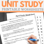printable unit study worksheets for April Fools Day