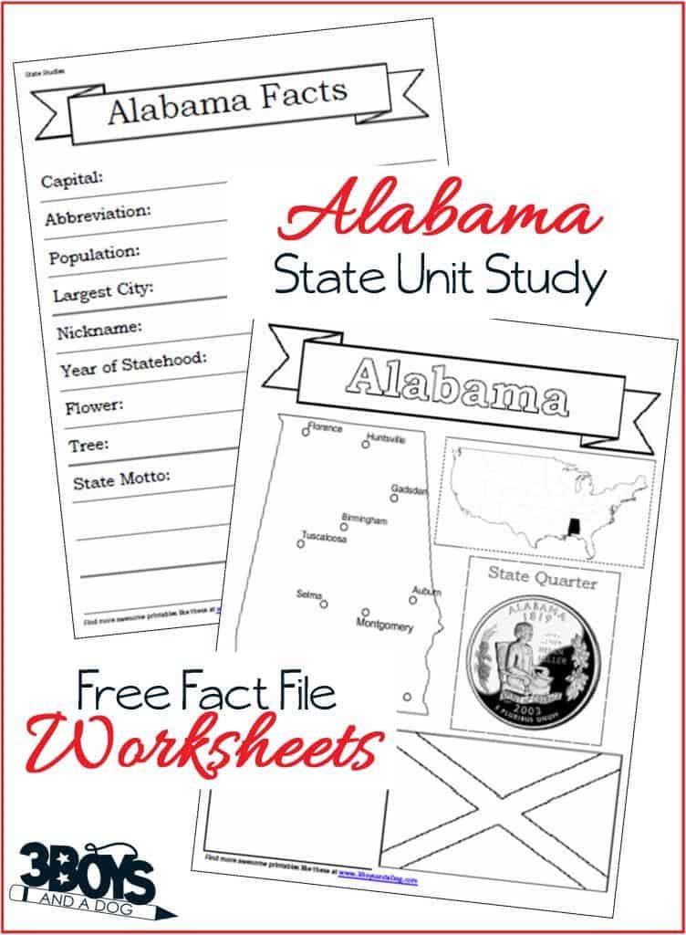Alabama State Fact File Worksheets