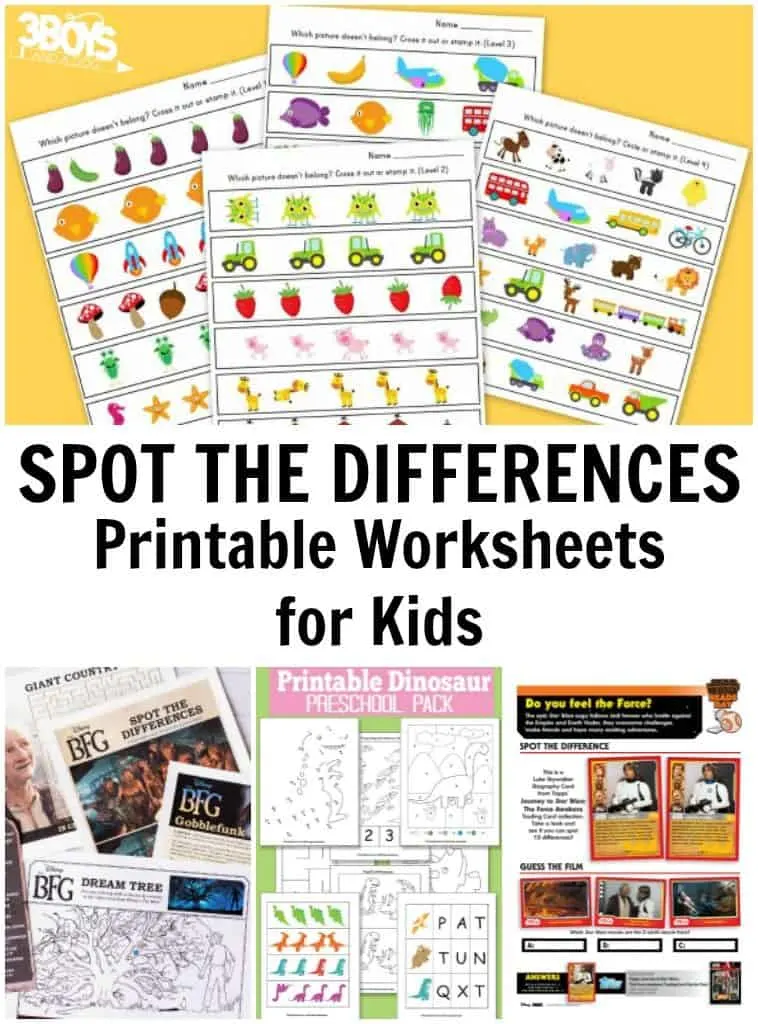 Spot the Differences Printable Worksheets