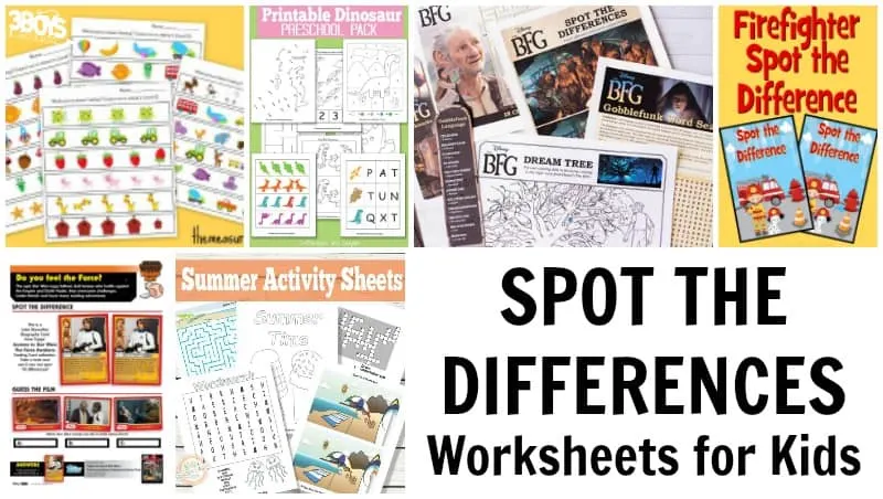 Spot the Differences Printable Worksheets for Kids