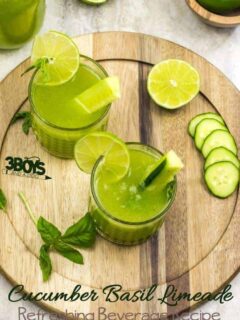refreshing cucumber basil limeade beverage