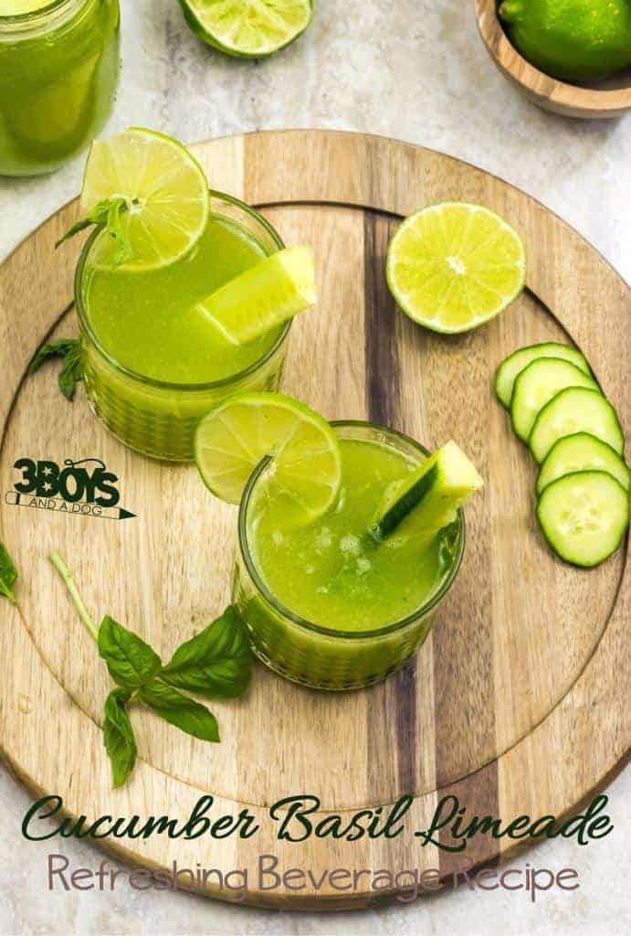 refreshing cucumber basil limeade beverage