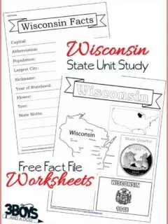 These Wisconsin State Fact File Worksheets are the perfect worksheets to help you and your child record many facts about the state of Wisconsin.