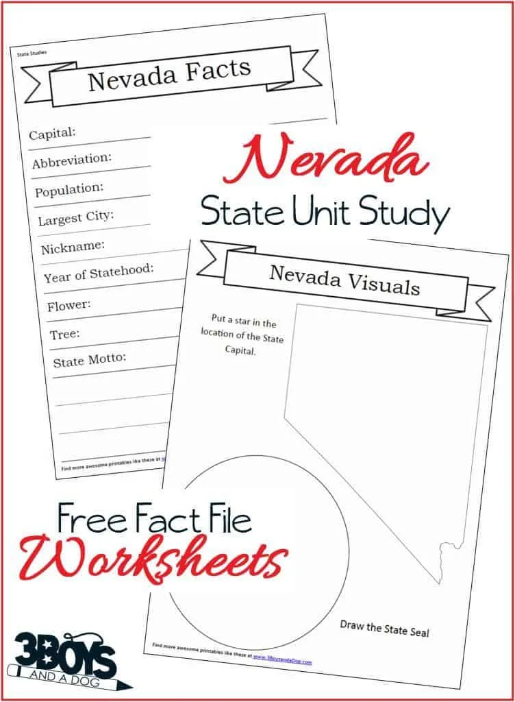 Free Nevada State Fact File Worksheets