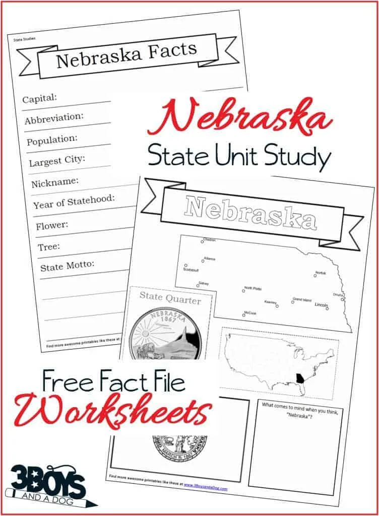 Nebraska Fact File Worksheets