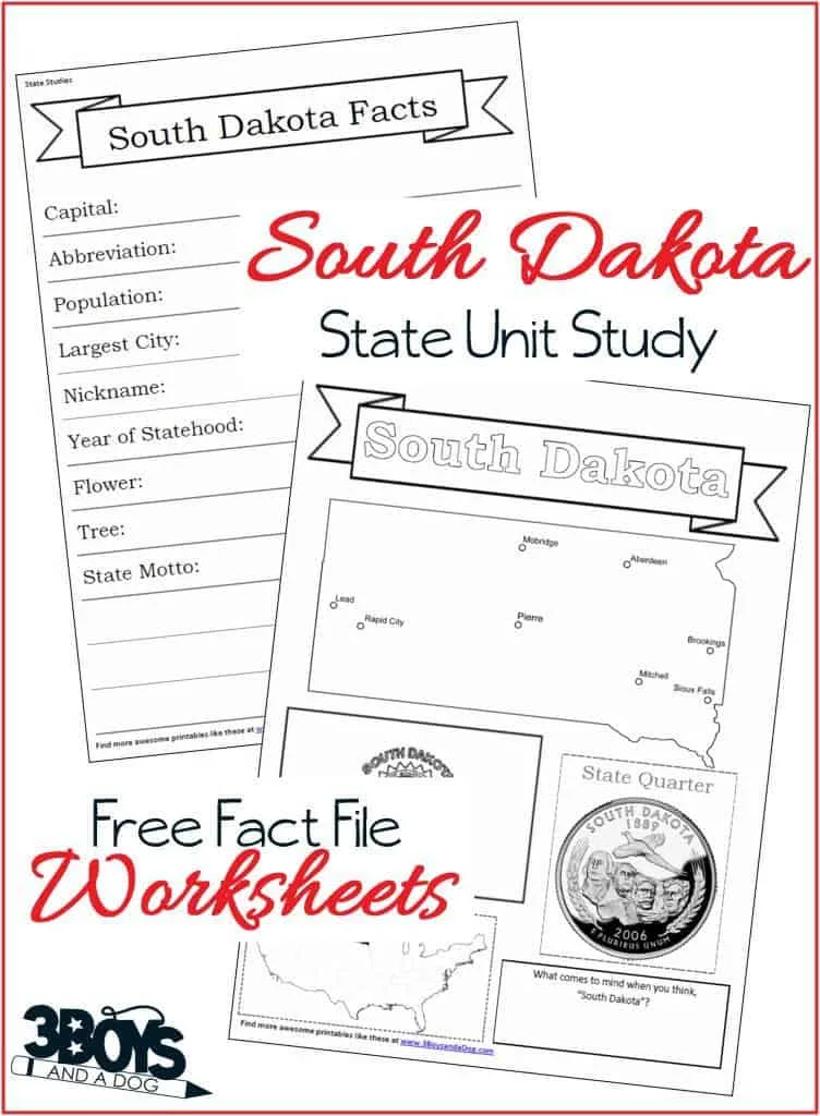 South Dakota Fact File Worksheets