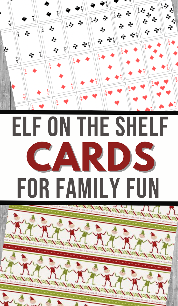 Pin image that reads elf on the shelf playing cards