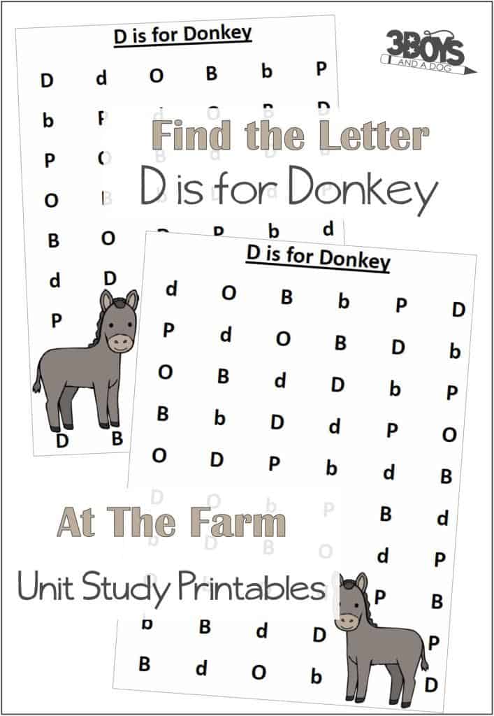 Find the Letter D is for Donkey At the Farm Unit Study