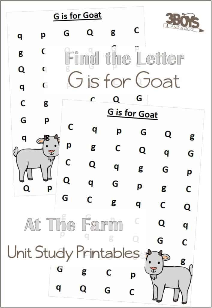 Find the Letter G is for Goat At the Farm Unit Study