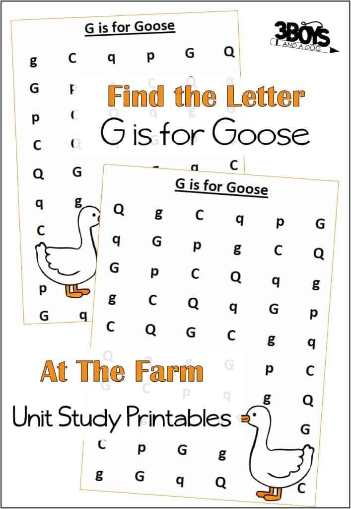 Find the Letter G is for Goose At the Farm Unit Study