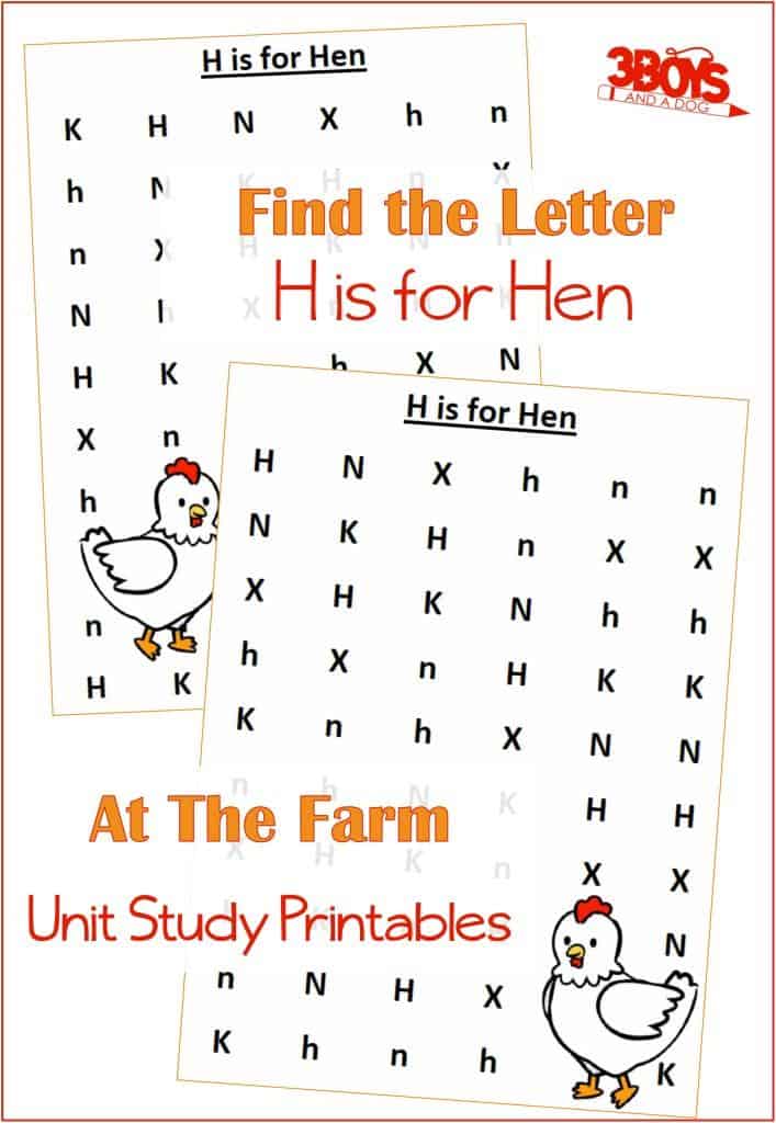 Find the Letter H is for Hen At the Farm Unit Study