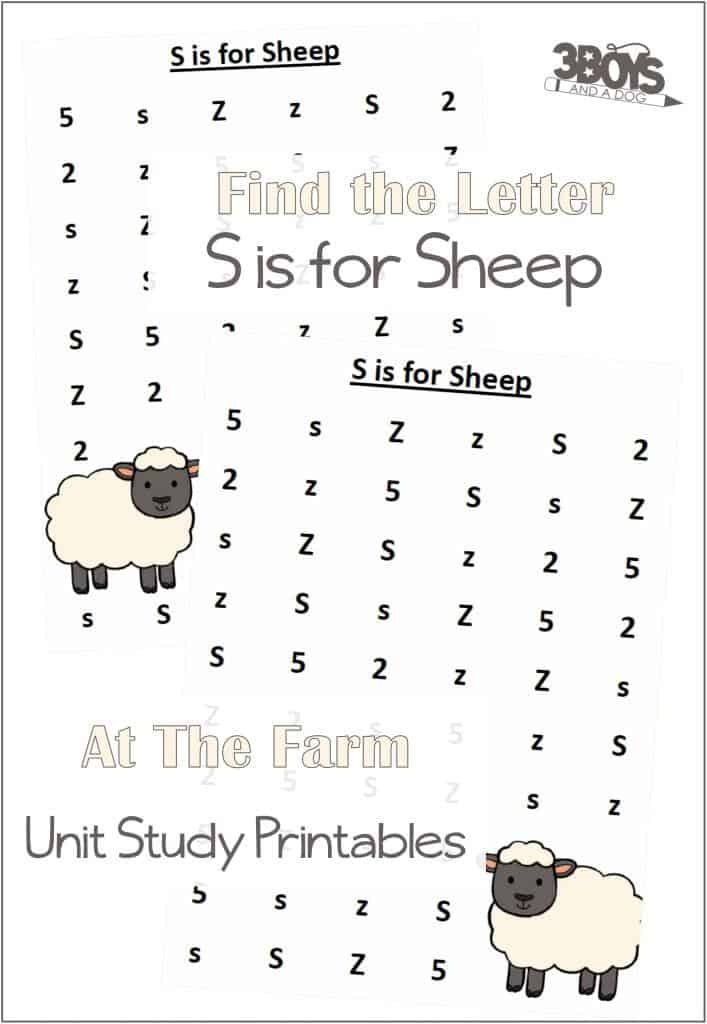 Find the Letter S is for Sheep At the Farm Unit Study