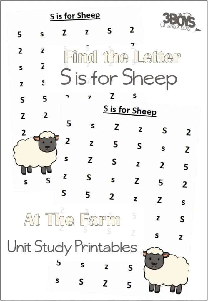 Find the Letter Printables: S is for Sheep - At The Farm Unit Study