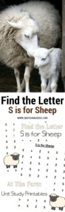 Find the Letter Printables: S is for Sheep – At The Farm Unit Study – 3 ...