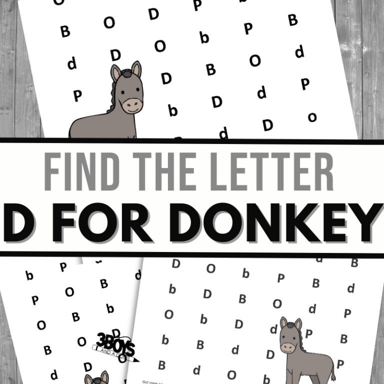 Farm Animals Find the Letter D is for Donkey