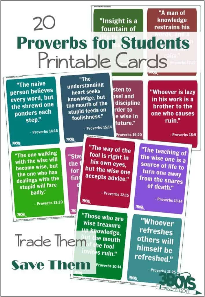 Printable Proverbs for Students Cards