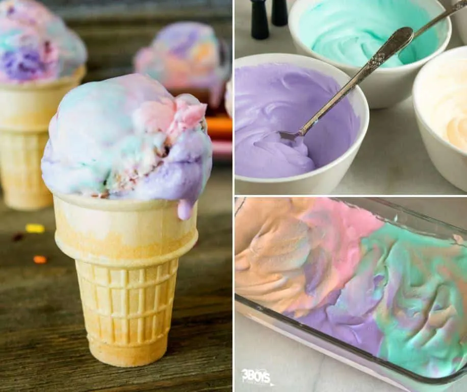 Tie dye no churn ice vanilla cream recipe - made with with only four ingredients