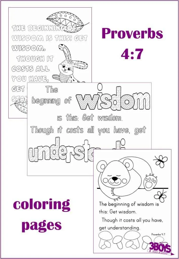 Proverbs 4:7 coloring page set