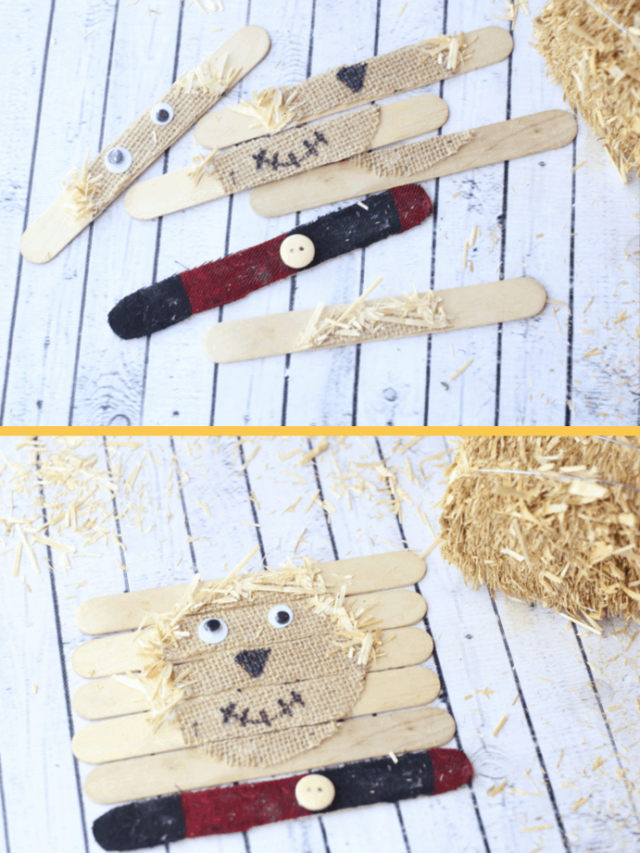 Scarecrow Popsicle Stick Puzzle with 3D Elements - 3 Boys and a Dog