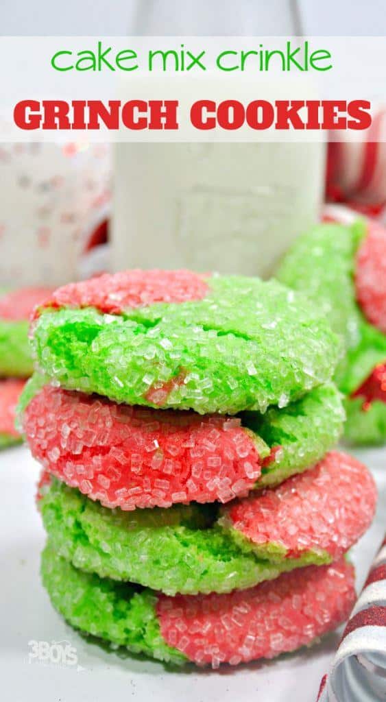 Grinch cake mix crinkle cookies recipe