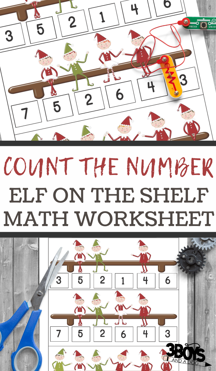 pin image that reads count the number elf on the shelf math printable
