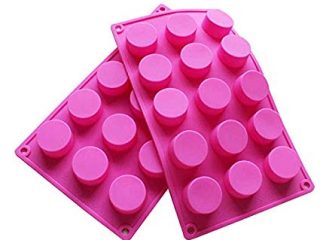 Image for BAKER DEPOT 15 Holes Cylinder Silicone Mold For Handmade soap jelly Pudding Cake Baking Tools Biscuit Cookie Molds Hole Dia: 1.58inch Set of 2