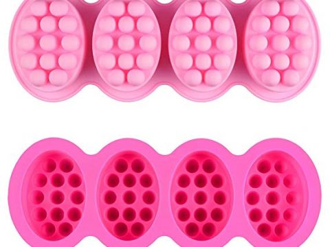 Image for 2 Pcs Massage Molds, SJ 4 Cavity Silicone Massage Bar Soap molds, Food Grade Silicone Molds, BPA Free, Pink