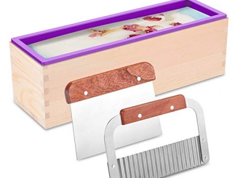 Image for ZYTJ Silicone soap molds kit kit-42 oz Flexible Rectangular Loaf Comes with Wood Box,Stainless Steel Wavy & Straight Scraper for CP and MP Making Supplies