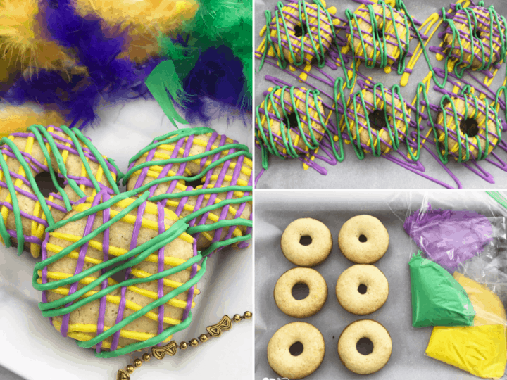 Make your own Mardi Gras donuts from cake mix