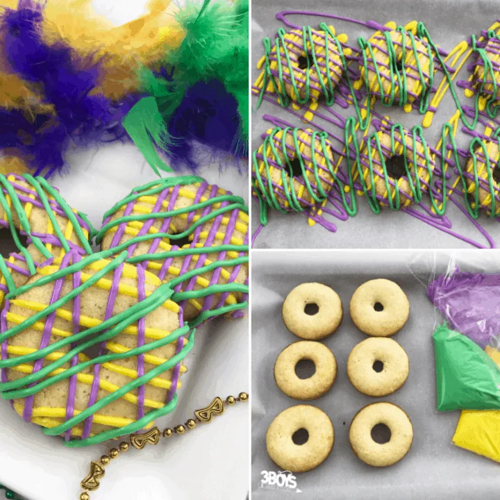 Make your own Mardi Gras donuts from cake mix