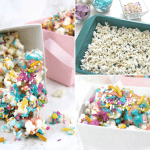 pink purple teal unicorn popcorn snack recipe