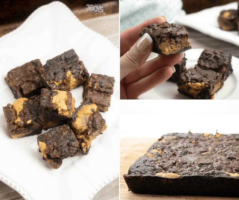 delicious brownie squares with peanut butter
