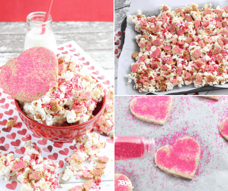 valentine white chocolate popcorn snack