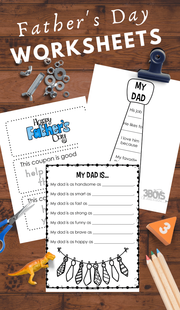Worksheets for preschoolers to celebrate and learn about fathers day