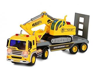 Image for ToyThrill Friction Powered Flatbed Truck with Excavator Tractor 