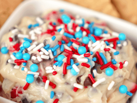 red white and blue cookie dough dip