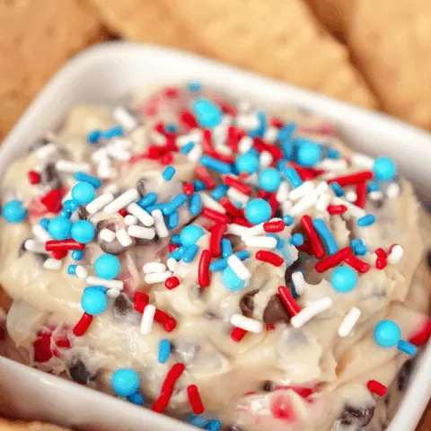 red white and blue cookie dough dip