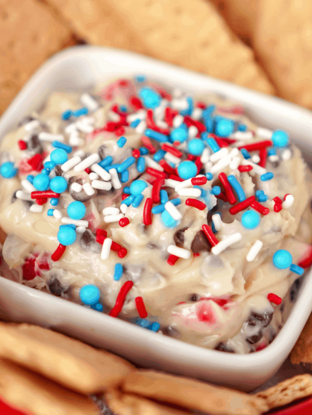 red white and blue cookie dough dip