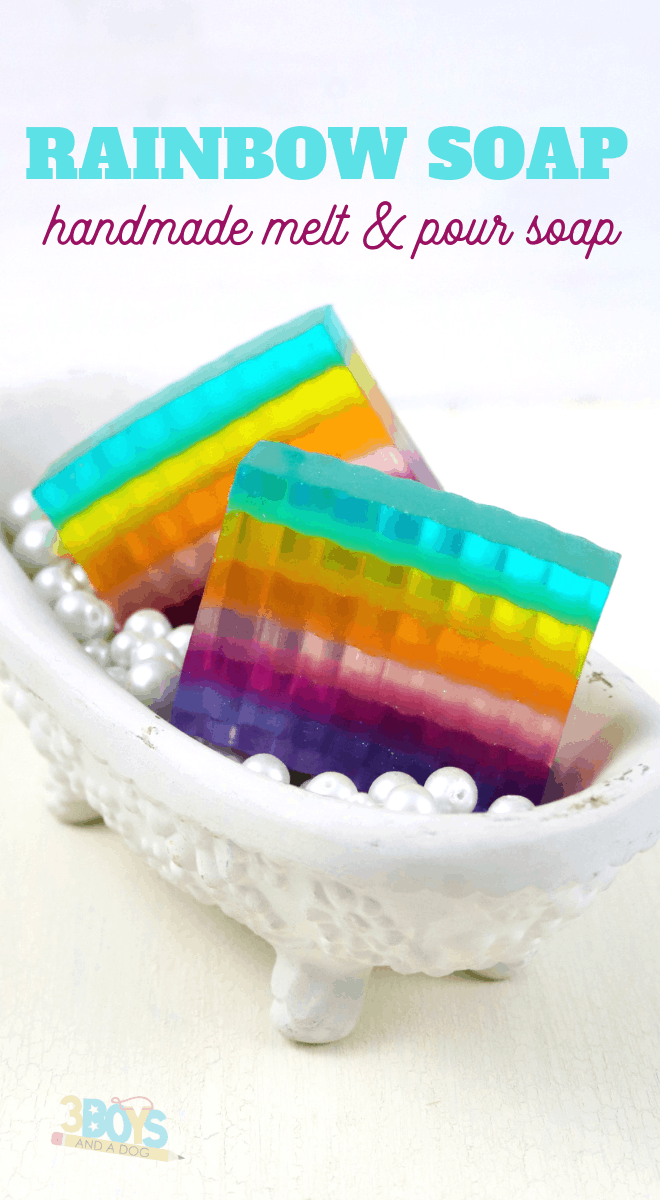 melt and pour rainbow soap tutorial