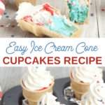 Red White and Blue cupcakes made in ice cream cones
