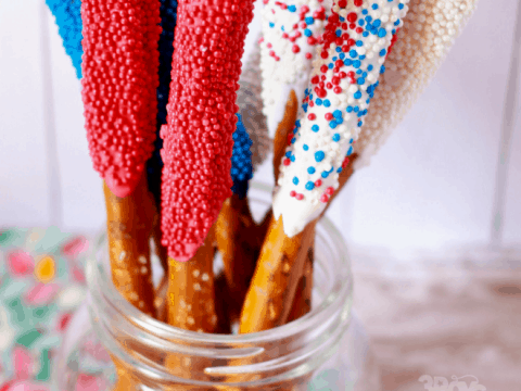 Patriotic Candy Coated Pretzels