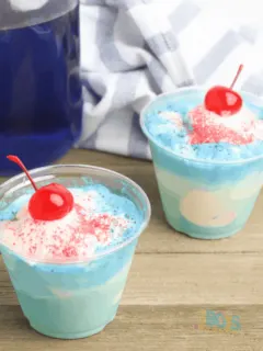 red white and blue ice cream float