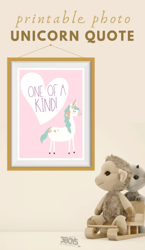 printable one of a kind unicorn quote
