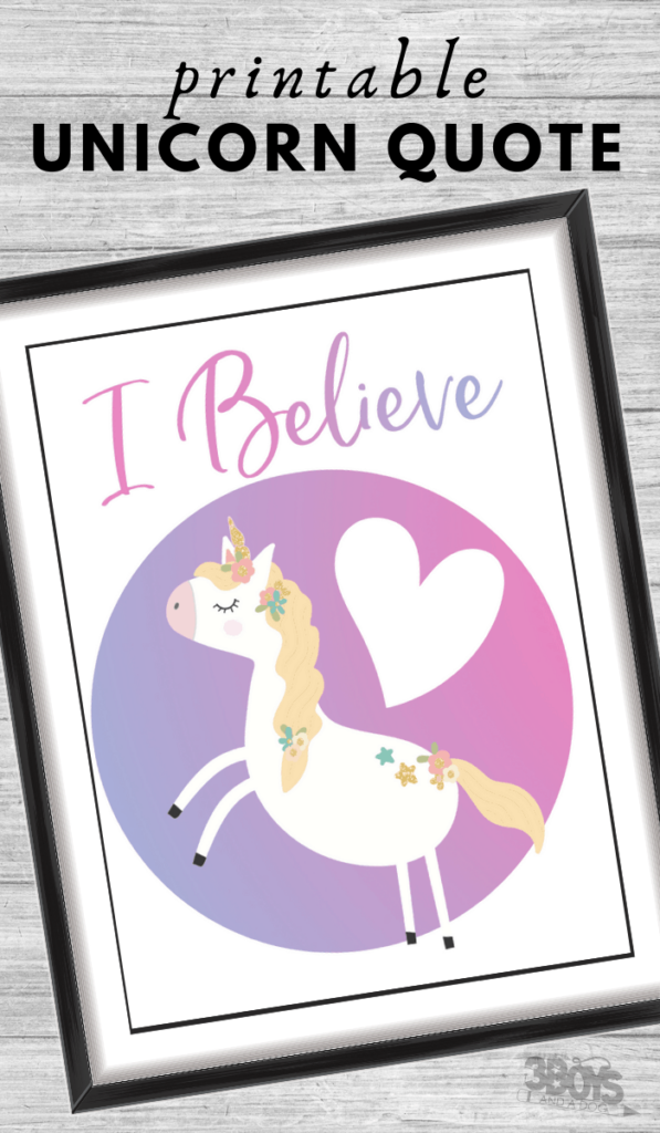 I Believe Printable Unicorn Quote