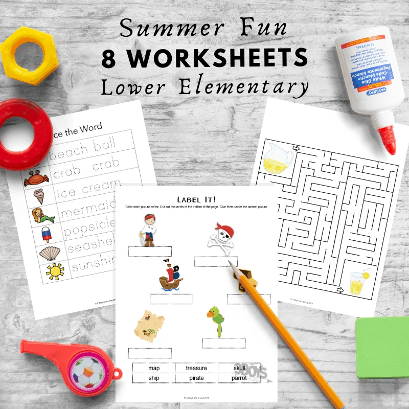 8 Summer Activity Worksheets for Lower Elementary