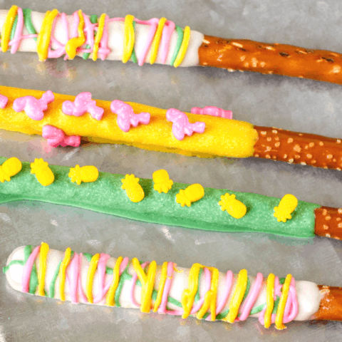 Chocolate Covered Pretzels for a Hawaiian Themed Luau Party