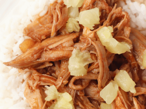 Easy Slow Cooker Hawaiian Pulled Pork over Rice