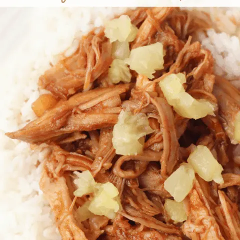 Easy Slow Cooker Hawaiian Pulled Pork over Rice