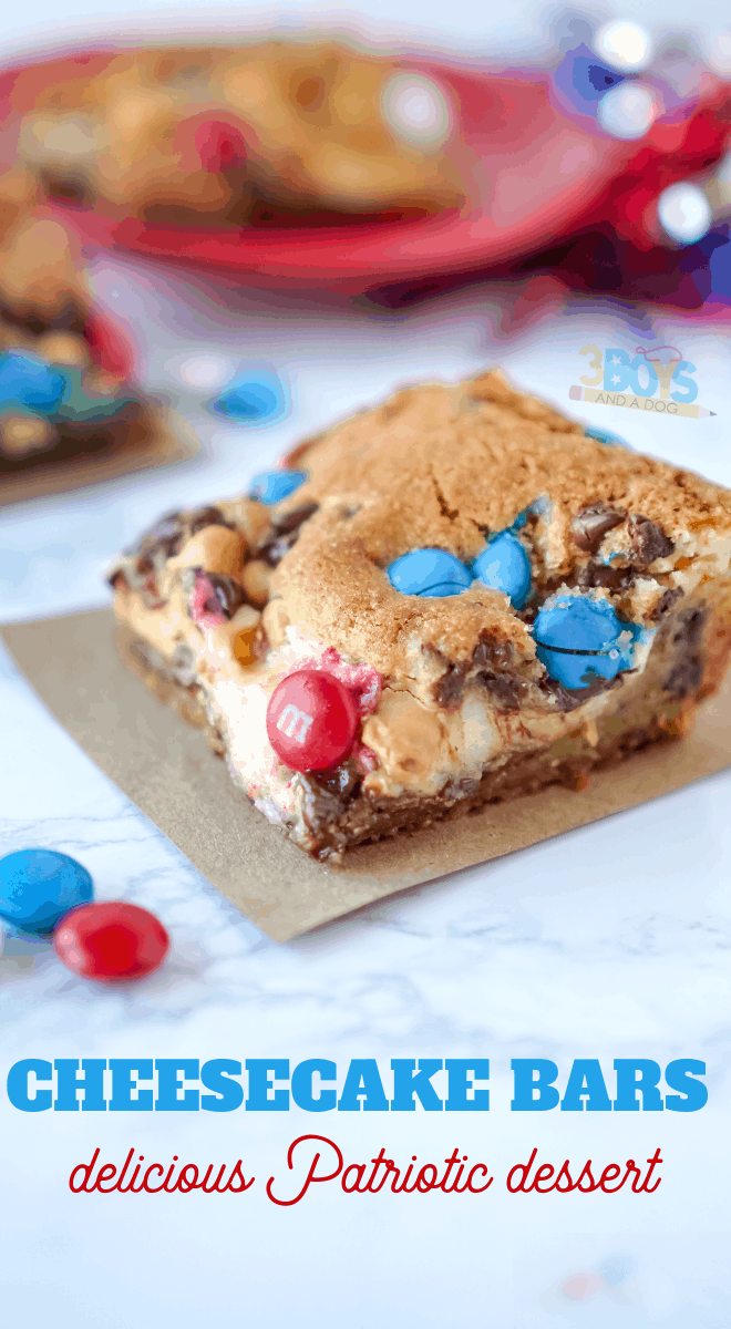 4th of July Chocolate Chip Cheesecake Bars